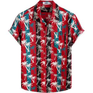 imageVATPAVE Mens Floral Hawaiian Shirt Casual Button Down Short Sleeve Aloha Beach ShirtsBlackred