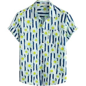 imageVATPAVE Mens Floral Hawaiian Shirt Casual Button Down Short Sleeve Aloha Beach ShirtsBluewhite