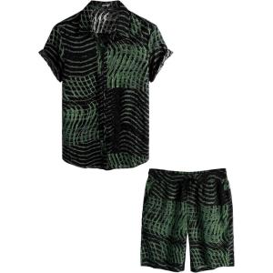 imageVATPAVE Mens Floral Hawaiian Shirts Short Sleeve Button Down Beach Shirts SuitsDark Green