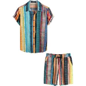 imageVATPAVE Mens Floral Hawaiian Shirts Short Sleeve Button Down Beach Shirts SuitsMulticolor