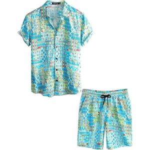 imageVATPAVE Mens Floral Hawaiian Shirts Short Sleeve Button Down Beach Shirts SuitsSky Blue