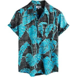imageVATPAVE Mens Front Pocket Hawaiian Shirts Casual Floral Shirts Short Sleeve Button Down Beach Tropical ShirtsBlue Black