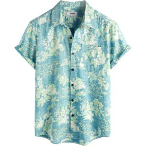 imageVATPAVE Mens Front Pocket Hawaiian Shirts Casual Floral Shirts Short Sleeve Button Down Beach Tropical ShirtsBlue White