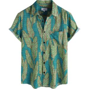 imageVATPAVE Mens Front Pocket Hawaiian Shirts Casual Floral Shirts Short Sleeve Button Down Beach Tropical ShirtsGreen