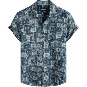 imageVATPAVE Mens Front Pocket Hawaiian Shirts Casual Floral Shirts Short Sleeve Button Down Beach Tropical ShirtsNavy