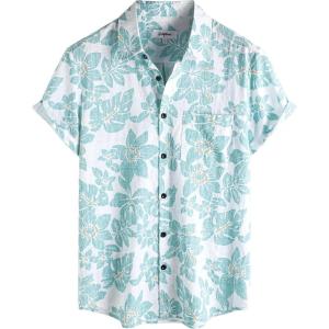 imageVATPAVE Mens Front Pocket Hawaiian Shirts Casual Floral Shirts Short Sleeve Button Down Beach Tropical ShirtsWhite