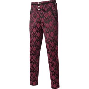 imageVATPAVE Mens Gothic Pants Cosplay Costume Trousers Steampunk Victorian PantsBlack Red