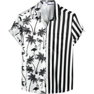 imageVATPAVE Mens Hawaiian Flamingo Shirts Casual Tropical Short Sleeve Button Down Shirt Summer Beach ShirtsBlack