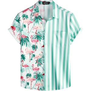 imageVATPAVE Mens Hawaiian Flamingo Shirts Casual Tropical Short Sleeve Button Down Shirt Summer Beach ShirtsCoconut Flamingo
