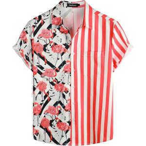 imageVATPAVE Mens Hawaiian Flamingo Shirts Casual Tropical Short Sleeve Button Down Shirt Summer Beach ShirtsRed Flamingo