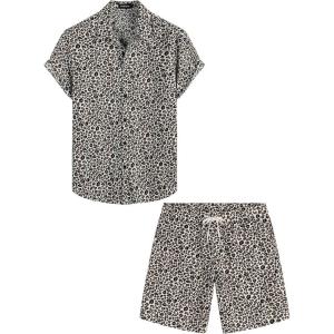 imageVATPAVE Mens Hawaiian Shirts Button Down Short Sleeve Beach Shirts Suits Summer Casual Aloha OutfitsWhite Leopard