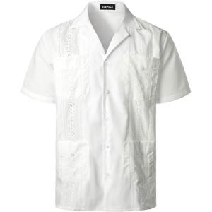 imageVATPAVE Mens Short Sleeve Button Down Cuban Guayabera ShirtsDaisy