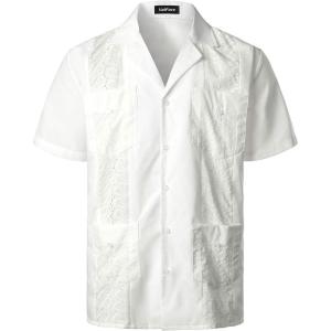 imageVATPAVE Mens Short Sleeve Button Down Cuban Guayabera ShirtsPaisley