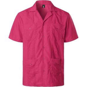 imageVATPAVE Mens Short Sleeve Button Down Cuban Guayabera ShirtsRosered