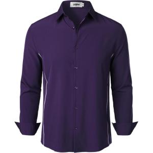 imageVATPAVE Mens Stretch Dress Shirts  Business Formal Long Sleeve Slim Fit Button Down Wedding Prom ShirtsDark Purple