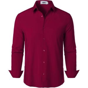 imageVATPAVE Mens Stretch Dress Shirts  Business Formal Long Sleeve Slim Fit Button Down Wedding Prom ShirtsWinered