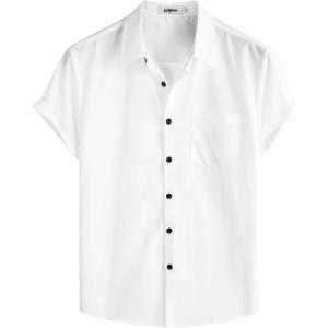 imageVATPAVE Mens Striped Summer Shirts Casual Button Down Short Sleeve Beach Stylish Untucked Hawaiian ShirtsPure White