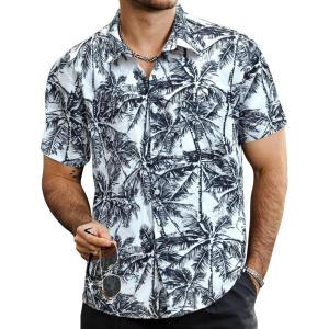imageVATPAVE Mens Summer Striped Shirts Button Down Short Sleeve Vintage Beach Hawaiian Shirts with PocketWhite Blackgray