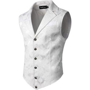 imageVATPAVE Mens Victorian Suit Vest Steampunk Gothic WaistcoatWhite