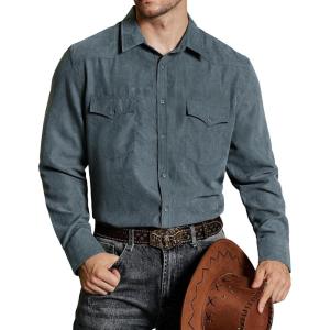 imageVATPAVE Mens Western Cowboy Shirts Button Up Shirts Long Sleeve Work Shirts for Men with Two PocketsDark Gray