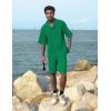 imageUOUA 2 Piece Short Sets for Men Summer Beach Outfits Stripe Texture Button Down Shirts ampamp Shorts Casual Vacation SetEmeraldgreen