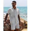 imageUOUA 2 Piece Short Sets for Men Summer Beach Outfits Stripe Texture Button Down Shirts ampamp Shorts Casual Vacation SetMottlegrey