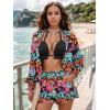 imageUOUA 3 Piece Swimsuits for Women Hawaiian Outfits Floral Tropical Bikini ampamp Short Sets Summer Beach Sexy Cover Ups Luau PartyColorful Leopard