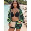 imageUOUA 3 Piece Swimsuits for Women Hawaiian Outfits Floral Tropical Bikini ampamp Short Sets Summer Beach Sexy Cover Ups Luau PartyGreen