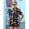 imageUOUA 80s Outfit Women 90s Jumpsuit Costume OnePiece Workout Track Suit Party Retro ClothingBlack Print