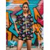 imageUOUA 80s Outfit Women 90s Jumpsuit Costume OnePiece Workout Track Suit Party Retro ClothingBlack Print