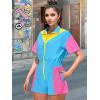 imageUOUA 80s Outfit Women 90s Jumpsuit Costume OnePiece Workout Track Suit Party Retro ClothingBlue
