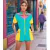 imageUOUA 80s Outfit Women 90s Jumpsuit Costume OnePiece Workout Track Suit Party Retro ClothingMint Green