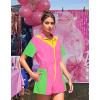imageUOUA 80s Outfit Women 90s Jumpsuit Costume OnePiece Workout Track Suit Party Retro ClothingPink