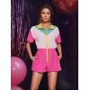 imageUOUA 80s Outfit Women 90s Jumpsuit Costume OnePiece Workout Track Suit Party Retro ClothingPinkwhite