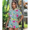 imageUOUA 80s Outfit Women 90s Jumpsuit Costume OnePiece Workout Track Suit Party Retro ClothingWhite Print
