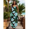 imageUOUA Hawaiian Dresses Women Plus Size Luau Party Sundress Summer Maxi Tropical Boho Beach DressBlue