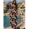imageUOUA Hawaiian Dresses Women Plus Size Luau Party Sundress Summer Maxi Tropical Boho Beach DressColorfulleaves