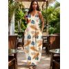 imageUOUA Hawaiian Dresses Women Plus Size Luau Party Sundress Summer Maxi Tropical Boho Beach DressKhaki
