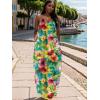 imageUOUA Hawaiian Dresses Women Plus Size Luau Party Sundress Summer Maxi Tropical Boho Beach DressYellowpink
