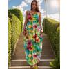 imageUOUA Hawaiian Dresses Women Plus Size Luau Party Sundress Summer Maxi Tropical Boho Beach DressYellowpink
