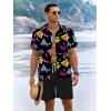 imageUOUA Mens Beach 2 Piece Outfits Hawaiian Flower Button Down Shirts and Shorts SetsBlack80s