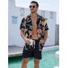 imageUOUA Mens Beach 2 Piece Outfits Hawaiian Flower Button Down Shirts and Shorts SetsBlacktiger
