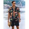 imageUOUA Mens Beach 2 Piece Outfits Hawaiian Flower Button Down Shirts and Shorts SetsBlacktiger