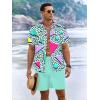 imageUOUA Mens Beach 2 Piece Outfits Hawaiian Flower Button Down Shirts and Shorts SetsGreen80s