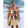 imageUOUA Mens Beach 2 Piece Outfits Hawaiian Flower Button Down Shirts and Shorts SetsKakhiflower