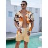 imageUOUA Mens Beach 2 Piece Outfits Hawaiian Flower Button Down Shirts and Shorts SetsKakhiflower