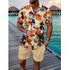imageUOUA Mens Beach 2 Piece Outfits Hawaiian Flower Button Down Shirts and Shorts SetsKakhiflower
