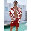 imageUOUA Mens Beach 2 Piece Outfits Hawaiian Flower Button Down Shirts and Shorts SetsRedflower