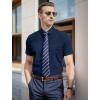 imageUOUA Mens Button Down Short Sleeve Dress Shirts Wrinkle Free Business Shirt Summer Casual TopAnavy Blue