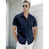 imageUOUA Mens Button Down Short Sleeve Dress Shirts Wrinkle Free Business Shirt Summer Casual TopAnavy Blue